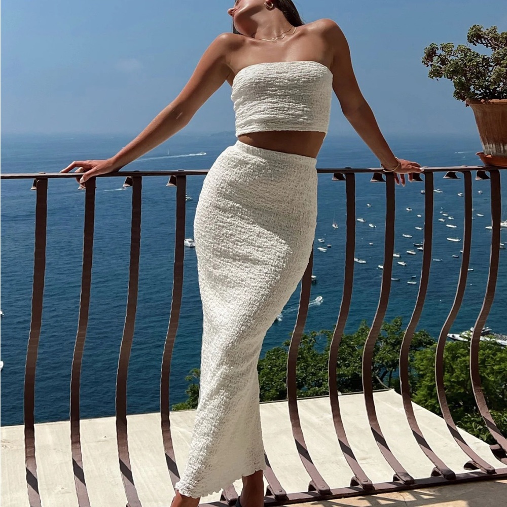 Princess Polly White Textured Martha Skirt Set